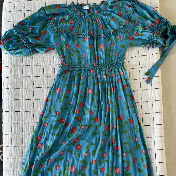 hofmann copenhagen mirielle blue dress with flowers. size 34. - Picture 4 of 4